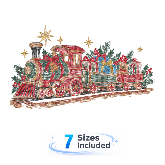 Storybook Christmas - Toy Train - Embroidery Design