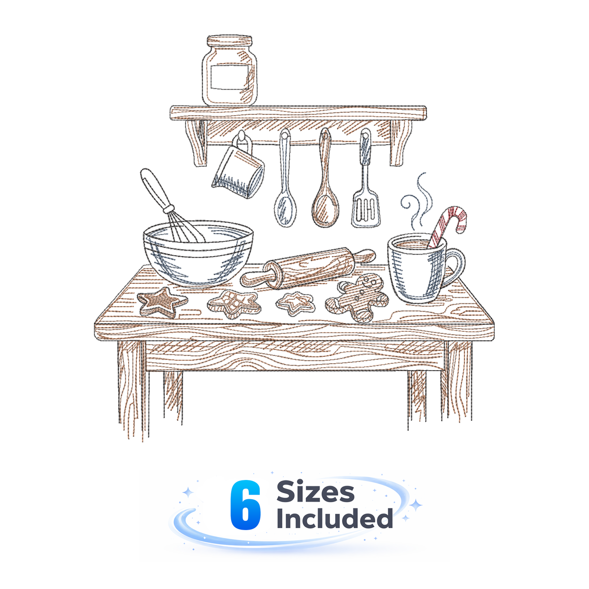 Storybook Christmas Kitchen - Table - Embroidery Design