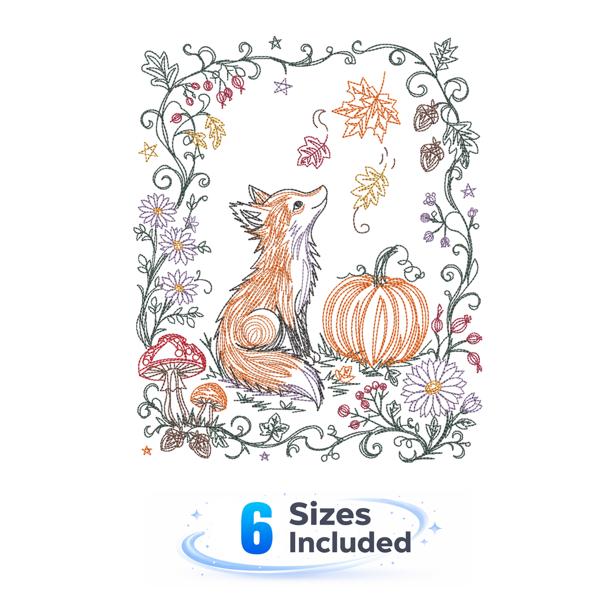 Storybook Fall Friends - Storybook Fox - Embroidery Design