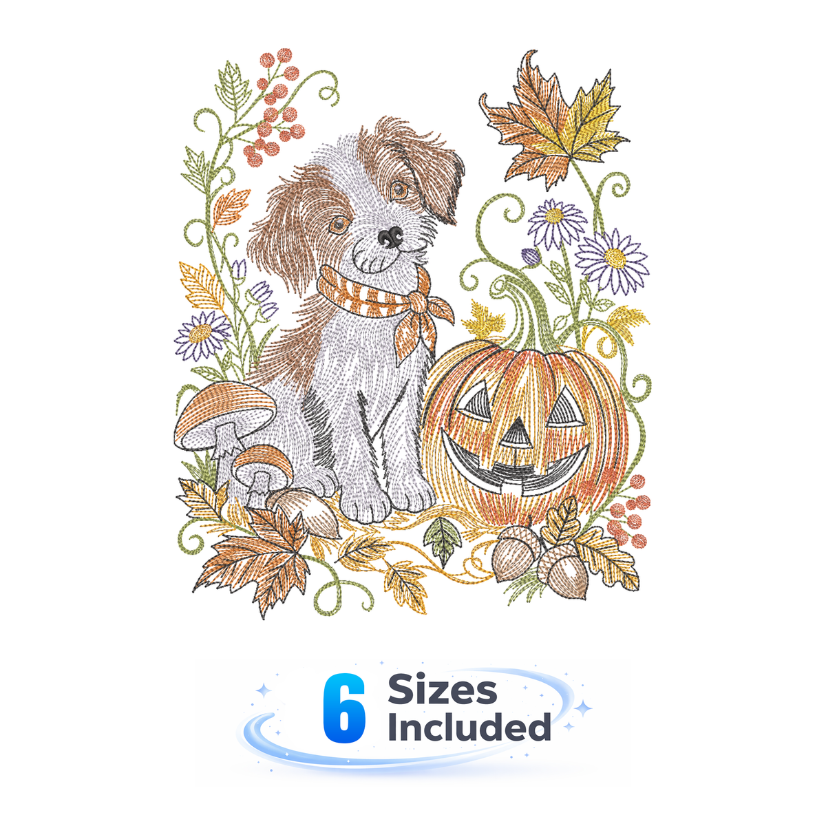 Storybook Fall Friends - Storybook Puppy - Embroidery Design