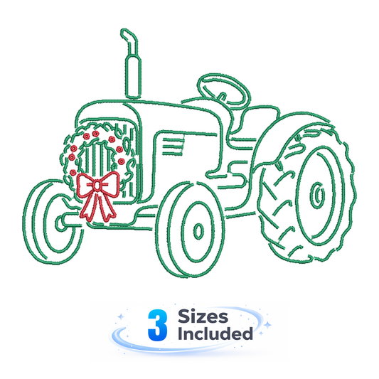 Traditional Christmas Sketches Tractor - Embroidery Design