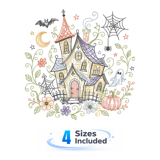 Traditional Haunted House - Embroidery Design