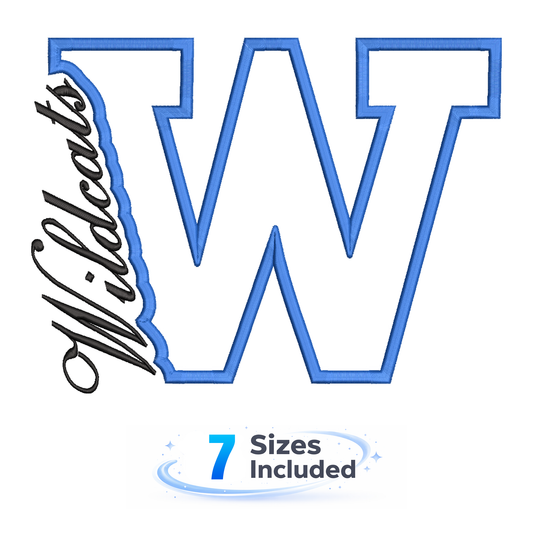Wildcats Cutout W - Embroidery Design