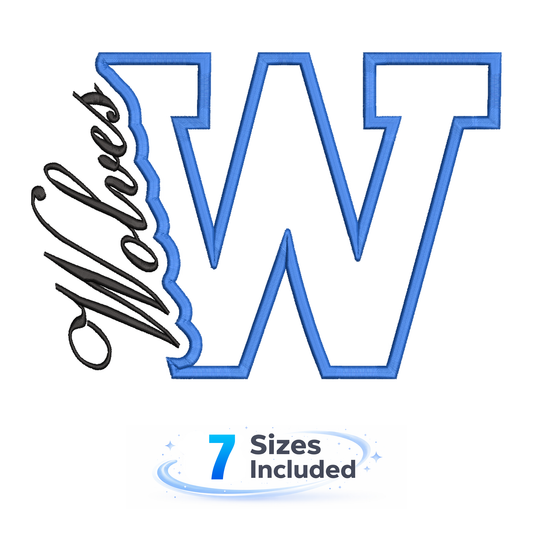 Wolves Cutout W - Embroidery Design